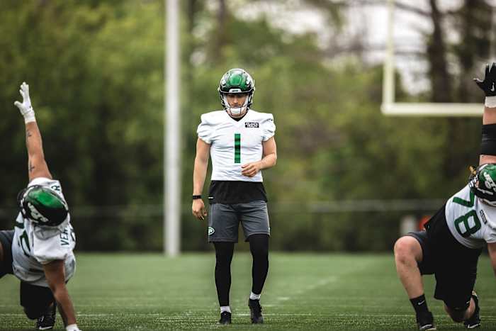 Jets K Chris Naggar at rookie mini camp